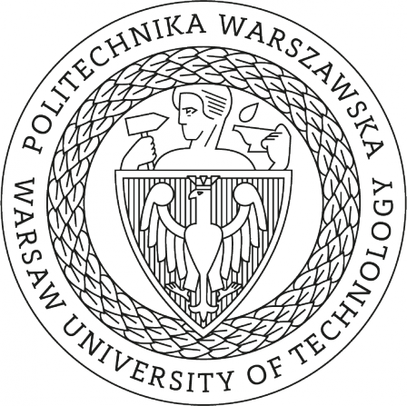 Pieczęć Politechniki Warszawskiej z orłem i napisem Warsaw University of Technology.